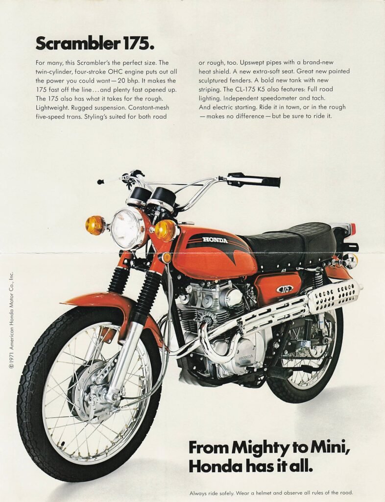1971 Honda Scrambler 175 CL175 K5 original sales brochure